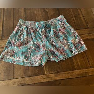 LOFT Teal and Burgundy Floral Shorts